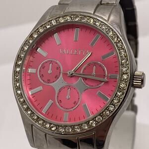 Valleta Womens Pink Dial Watch Works New Battery